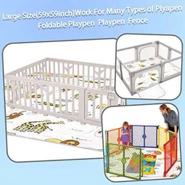 Dad-baby Baby Play Mat,59x59 Play Mat for Playpen,Playpen Mat 59x59, Large Thick Infant Play Mat for Floor Crawling with Ultra Soft Fabric, Non-Slip Cushioned Mats for Playing