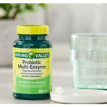 Spring Valley Probiotic Multi-Enzyme Digestive Formula Tablets, 200 ct - A Comprehensive Blend of Probiotics and Digestive Enzymes to Support Digestive Health. (Pack of 1) Includes a Gbz Ref Magnet