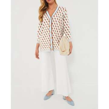 Kedera Women's Oversized Cardigan Sweaters 3/4 Sleeve Open Front Soft Knit Plaid Sweater 2024 Outerwear