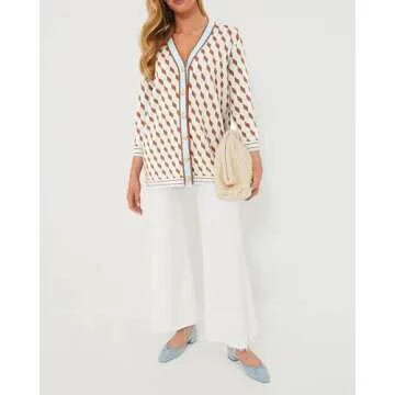 Kedera Women's Oversized Cardigan Sweaters 3/4 Sleeve Open Front Soft Knit Plaid Sweater 2024 Outerwear