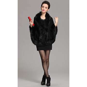 Elegant Caracilia Women Bridal Faux Fur Shawl Wrap in Black