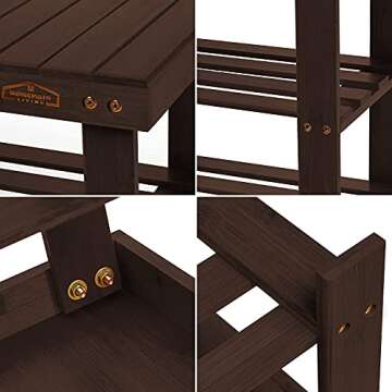 Bamboo 3 Tier Shoe Rack Bench, Premium Shoe Organizer or Entryway Bench, Perfect for Shoe Cubby, Entry Bench, Bathroom Bench, Entryway Organizer, Hallway or Living Room