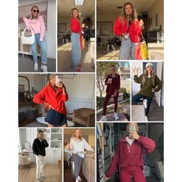 Gacaky Oversized Casual Long Sleeve Sweatshirt with Henley Neck