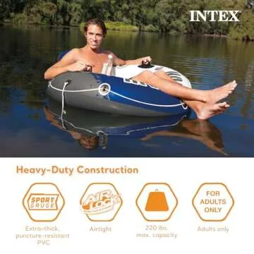 Intex River Run Inflatable Floating Lounge Tube for Water Fun