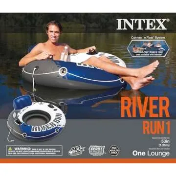 Intex River Run Inflatable Floating Lounge Tube for Water Fun