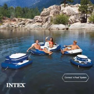 Intex River Run Inflatable Floating Lounge Tube for Water Fun