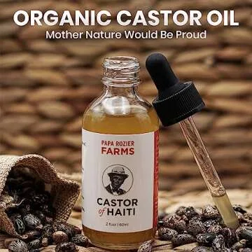 Papa Rozier Farms Pure Organic Castor Oil for Hair Growth, Skin Moisturizer, Grow Eyelashes, Eyebrows and Nails Treatment, 2 Fluid Ounces, Pack of 1