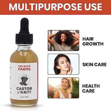 Papa Rozier Farms Pure Organic Castor Oil for Hair Growth, Skin Moisturizer, Grow Eyelashes, Eyebrows and Nails Treatment, 2 Fluid Ounces, Pack of 1