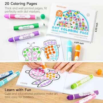 Shuttle Art Dot Markers, 30 Colors Washable for Toddlers with Free Activity Book, Bingo Daubers Supplies for Kids Preschool Children, Non Toxic Water-Based Dot Art Markers