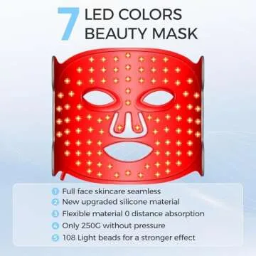 7 Color LED Face Mask Light Therapy for All Skin Types
