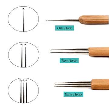 4pc Dreadlock Crochet Needle Hook for Hair Tool 0.75 0.5mm Crochet Hooks Needle for Hair Dreadlocks Bamboo Handle Weaving Needles Steel Crochet Hook for Crocheting Hair UPerfe Lock for Braid Craft