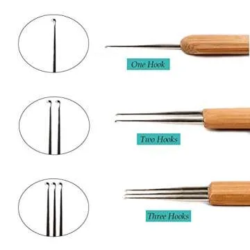 4pc Dreadlock Crochet Needle Hook for Hair Tool 0.75 0.5mm Crochet Hooks Needle for Hair Dreadlocks Bamboo Handle Weaving Needles Steel Crochet Hook for Crocheting Hair UPerfe Lock for Braid Craft