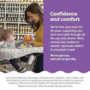 Boppy Shopping Cart Cover, Sunshine Chevron, Cart Cover for Babies with Soft 360-Degree Coverage, Safety Harness, and SlideLine Toy Tether with Crinkle Sun Book Toy Included, 6mo+