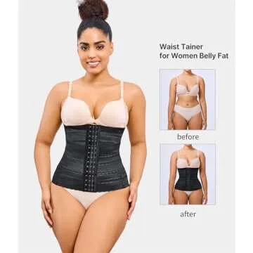 Nebility Waist Trainer for Women Corset Shapewear Tummy Control Segmented Waist Cincher Workout Girdle(Black, M)