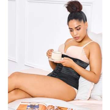 Nebility Waist Trainer for Women Corset Shapewear Tummy Control Segmented Waist Cincher Workout Girdle(Black, M)