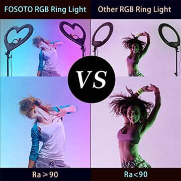 LED Ring Light 19 Inch, Seven-Color Heart-Shaped Ring Light 360° Rotatable Ring Light with Tripod, Anchor Live Broadcast Fill Light Stepless Dimming USB Output Port
