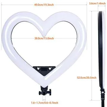 LED Ring Light 19 Inch, Seven-Color Heart-Shaped Ring Light 360° Rotatable Ring Light with Tripod, Anchor Live Broadcast Fill Light Stepless Dimming USB Output Port