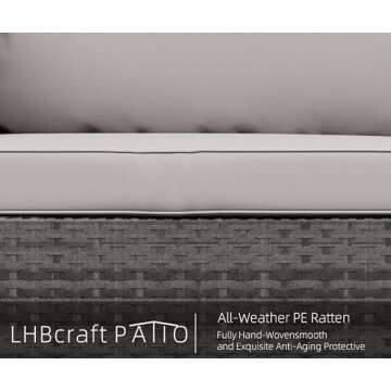 LHBcraft 7 Piece Patio Furniture Set, Outdoor Furniture Patio Sectional Sofa, All Weather PE Rattan ...