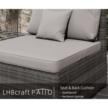 LHBcraft 7 Piece Patio Furniture Set, Outdoor Furniture Patio Sectional Sofa, All Weather PE Rattan Outdoor Sectional with Cushion and Coffee Table.