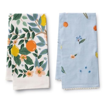 RIFLE PAPER CO. Tea Towels Set of 2 | Vibrant Screen Printed Kitchen Towels, Added Loop, Made from C...