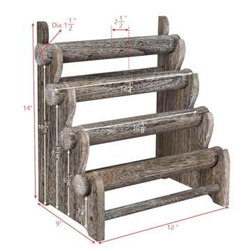 Ikee Design Antique Wooden 4 Tier Jewelry Bracelet Display Stand Bangle Scrunchie Organizer Holder f...