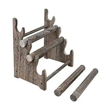 Ikee Design Antique Wooden 4 Tier Jewelry Bracelet Display Stand Bangle Scrunchie Organizer Holder for Store, Showcase and Home Storage, 12 W x 9 D x 14 H in, Coffee Color