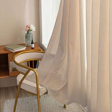 PY HOME & SPORTS Beige Velvet Curtains 63 Inches Luxury Long Blackout Bedroom Darkening Window Curtain Drapes Thermal Insulated for Bedroom & Living Room 2 Panels (52x63 Inch, Beige)