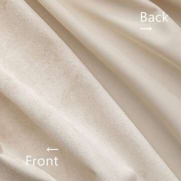 PY HOME & SPORTS Beige Velvet Curtains 63 Inches Luxury Long Blackout Bedroom Darkening Window Curtain Drapes Thermal Insulated for Bedroom & Living Room 2 Panels (52x63 Inch, Beige)