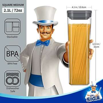 MR.SIGA 4 Pack Airtight Food Storage Container Set, BPA Free Kitchen Pantry Organization Canisters, ...