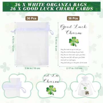 Ferreve St. Patrick's Day Tokens Set 36 Four Leaf Clover Tokens Travel Tokens Good Luck Coins Pocket...
