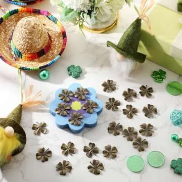Ferreve St. Patrick's Day Tokens Set 36 Four Leaf Clover Tokens Travel Tokens Good Luck Coins Pocket Tokens 36 Blessing Poem Cards White Organza Bags Lucky Coins Irish Gifts for Family Friend (Bronze)