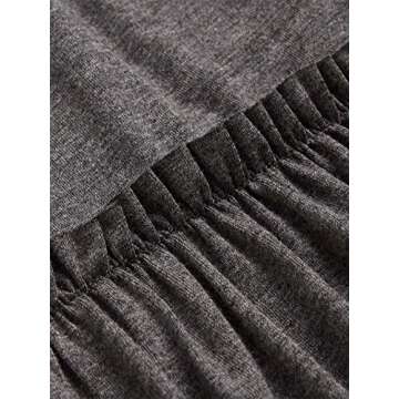 Romwe Women's Loose Ruffle Hem Short Sleeve High Low Peplum Blouse Top Dark Grey M