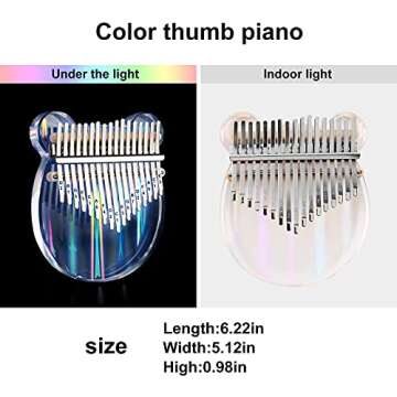 Beveetio Clear Kalimba Thumb Piano With Eva Protective Case, Transparent Crystal Kalimba 17 Key, Mus...