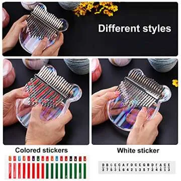 Beveetio Clear Kalimba Thumb Piano With Eva Protective Case, Transparent Crystal Kalimba 17 Key, Musical Instrument Gifts For Kids, Bear Shape Finger Piano, Acrylic Mbira