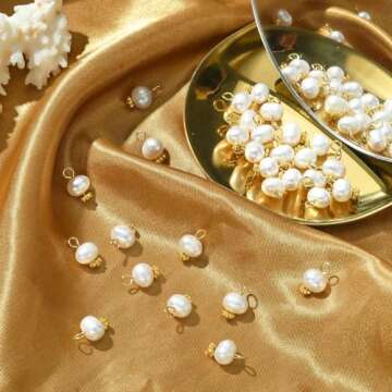 KitBeads 30pcs Fresh Water Pearl Charms Elegant Round Pearl Charms Baroque Natural Pearl Charms for Jewelry Making Earrings Necklace Bulk