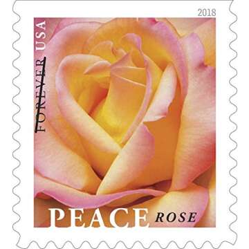 My Postage Stamps Business Envelope Matching Peace Rose Postage Stamps (5 Booklet - 100 Stamps)