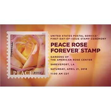 My Postage Stamps Business Envelope Matching Peace Rose Postage Stamps (5 Booklet - 100 Stamps)