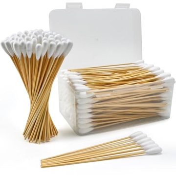 Accesfire 200pcs Large Cotton Swabs in Storage Box, 6 Inch Long Cotton Swabs with Bamboo Handle for ...