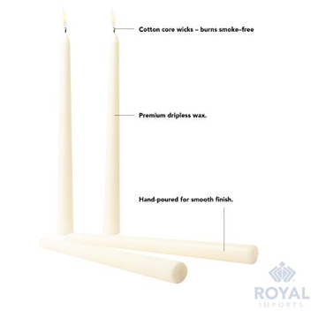 Elegant Royal Imports Taper Candles - Dripless & Smokeless