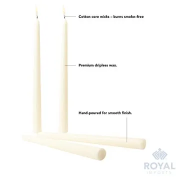 Elegant Royal Imports Taper Candles - Dripless & Smokeless