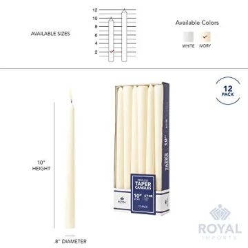 Elegant Royal Imports Taper Candles - Dripless & Smokeless