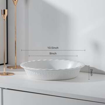 Fun Elements Ceramic Pie Pan, 9 Inch Pie Dish for Baking, Ruffled Pie Plate, Non-Stick Deep Dish Pie...