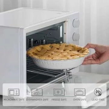 Fun Elements Ceramic Pie Pan, 9 Inch Pie Dish for Baking, Ruffled Pie Plate, Non-Stick Deep Dish Pie Pan for Apple Pie and Pot Pie, Thanksgiving Christmas Gifts, Set of 2, White