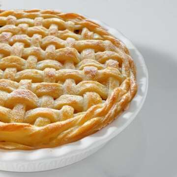 Fun Elements Ceramic Pie Pan, 9 Inch Pie Dish for Baking, Ruffled Pie Plate, Non-Stick Deep Dish Pie Pan for Apple Pie and Pot Pie, Thanksgiving Christmas Gifts, Set of 2, White