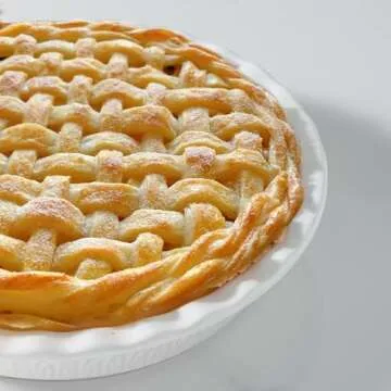 Fun Elements Ceramic Pie Pan, 9 Inch Pie Dish for Baking, Ruffled Pie Plate, Non-Stick Deep Dish Pie Pan for Apple Pie and Pot Pie, Thanksgiving Christmas Gifts, Set of 2, White