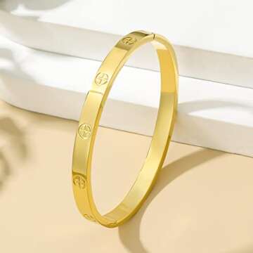 cutepul Love Bracelets Stainless Steel friendship Bracelet Cubic Zircon Filled Gold and Silver Femal...