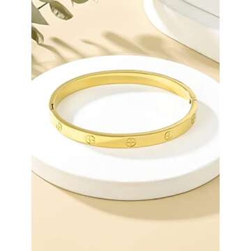 cutepul Love Bracelets Stainless Steel friendship Bracelet Cubic Zircon Filled Gold and Silver Female Women Mother's Day Valentine's Day Wedding Couple and Birthday Gift (Cross Gold, 7.1inch)