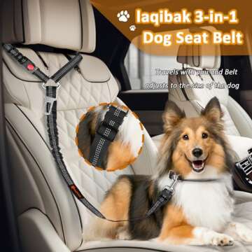 Removable Dog Seat Belt Harness for Car, 3 in 1 Pet Dog Car Seatbelt Leash, Retractable Restraint Se...