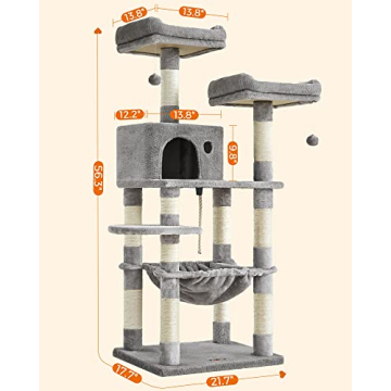 FEANDREA Cat Tree 56.3-Inch for Indoor Cats