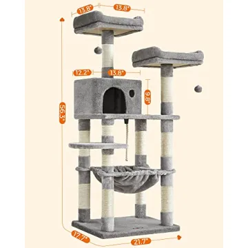 FEANDREA Cat Tree 56.3-Inch for Indoor Cats